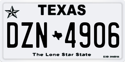 TX license plate DZN4906