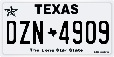 TX license plate DZN4909