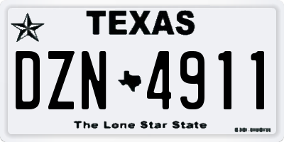 TX license plate DZN4911