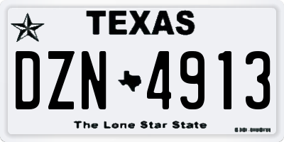 TX license plate DZN4913