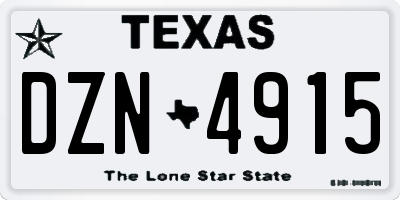 TX license plate DZN4915