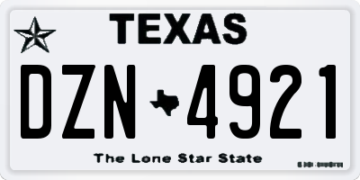 TX license plate DZN4921