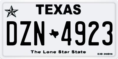 TX license plate DZN4923