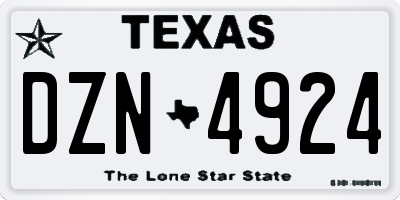 TX license plate DZN4924