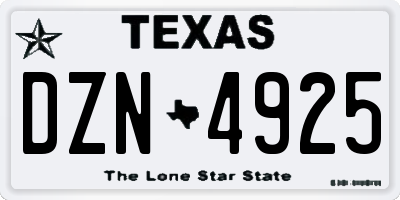 TX license plate DZN4925