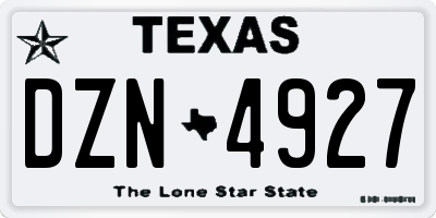 TX license plate DZN4927