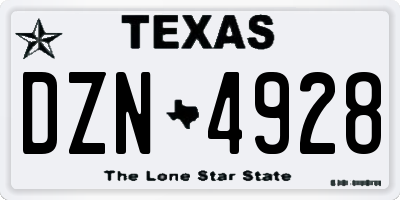 TX license plate DZN4928