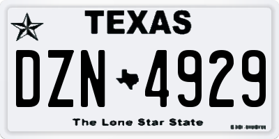 TX license plate DZN4929