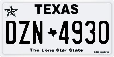 TX license plate DZN4930