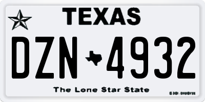 TX license plate DZN4932