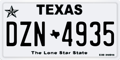 TX license plate DZN4935