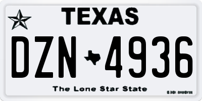 TX license plate DZN4936