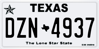TX license plate DZN4937