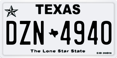 TX license plate DZN4940