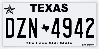TX license plate DZN4942