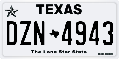 TX license plate DZN4943