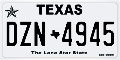 TX license plate DZN4945