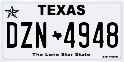 TX license plate DZN4948
