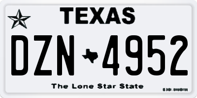 TX license plate DZN4952