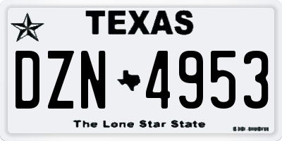 TX license plate DZN4953