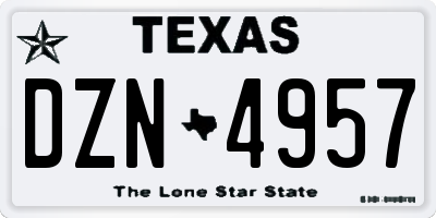 TX license plate DZN4957