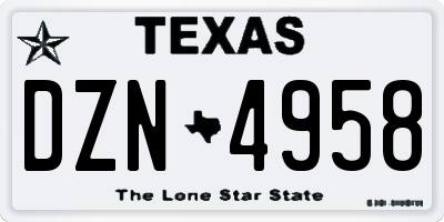 TX license plate DZN4958