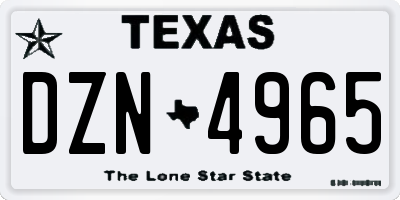 TX license plate DZN4965