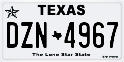 TX license plate DZN4967