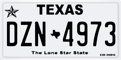 TX license plate DZN4973