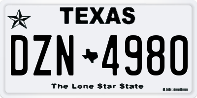 TX license plate DZN4980