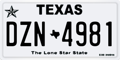 TX license plate DZN4981