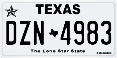 TX license plate DZN4983