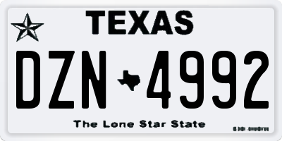 TX license plate DZN4992