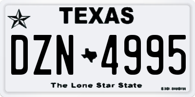 TX license plate DZN4995