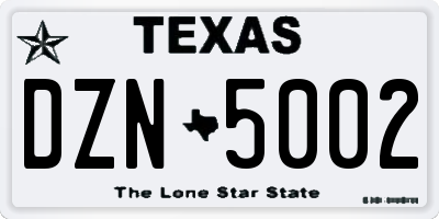 TX license plate DZN5002