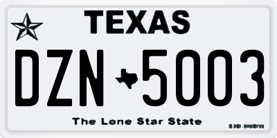 TX license plate DZN5003