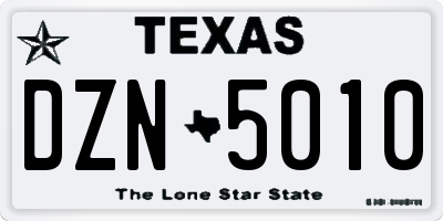 TX license plate DZN5010