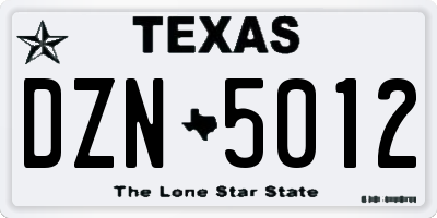 TX license plate DZN5012