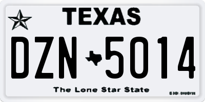 TX license plate DZN5014