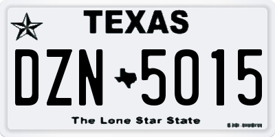 TX license plate DZN5015