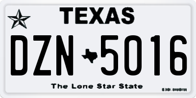 TX license plate DZN5016