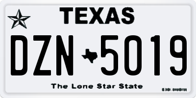 TX license plate DZN5019