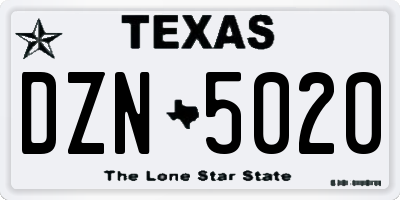 TX license plate DZN5020
