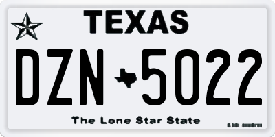 TX license plate DZN5022