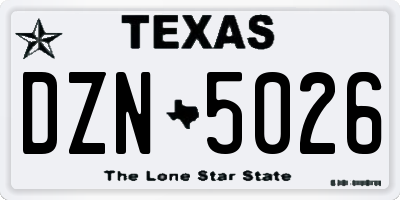 TX license plate DZN5026