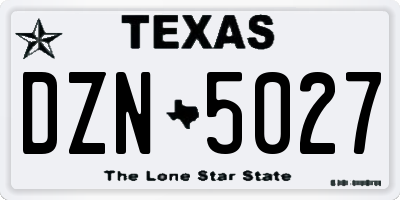 TX license plate DZN5027