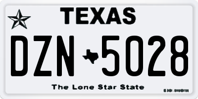 TX license plate DZN5028