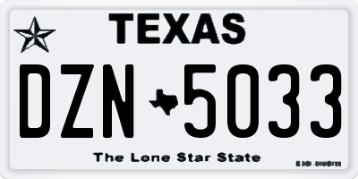 TX license plate DZN5033