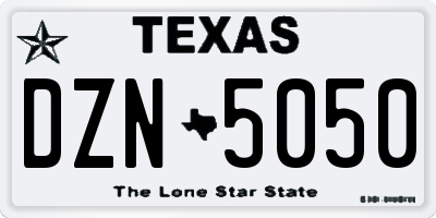 TX license plate DZN5050