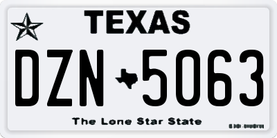 TX license plate DZN5063